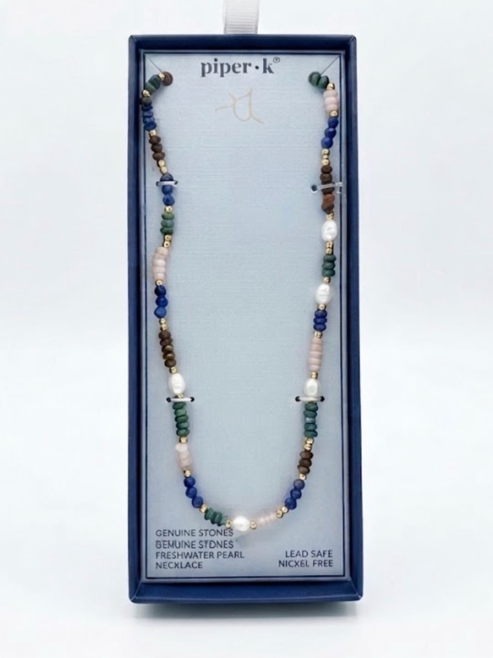NWT ⚜️💙⚜️ PIPER K GENUINE STDNES & FRESHWATER PEARL BEADED NECKLACE